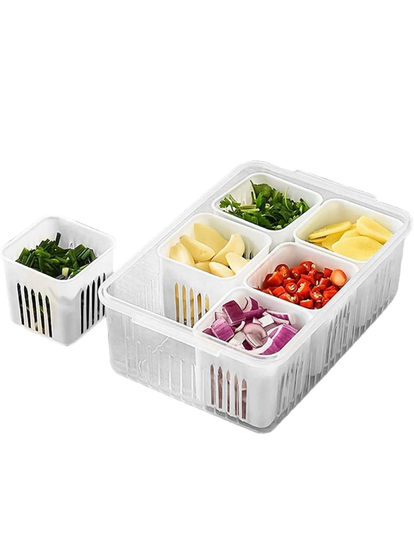 6 Grid Fridge Storage Boxes Containers