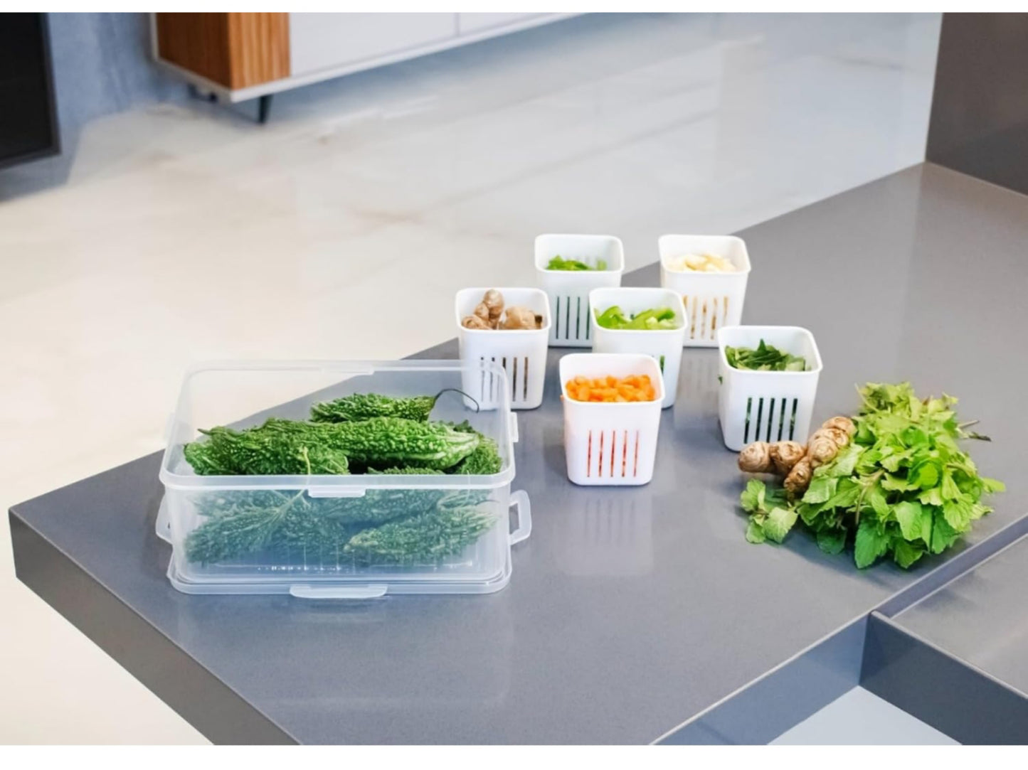 6 Grid Fridge Storage Boxes Containers