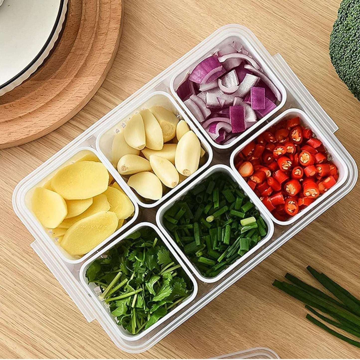 6 Grid Fridge Storage Boxes Containers